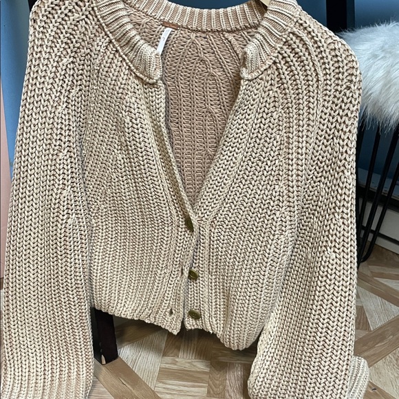 Sweet Nothing Cardi - Free People Button-Up Knit Cardigan in Sandcastle - Picture 4 of 11